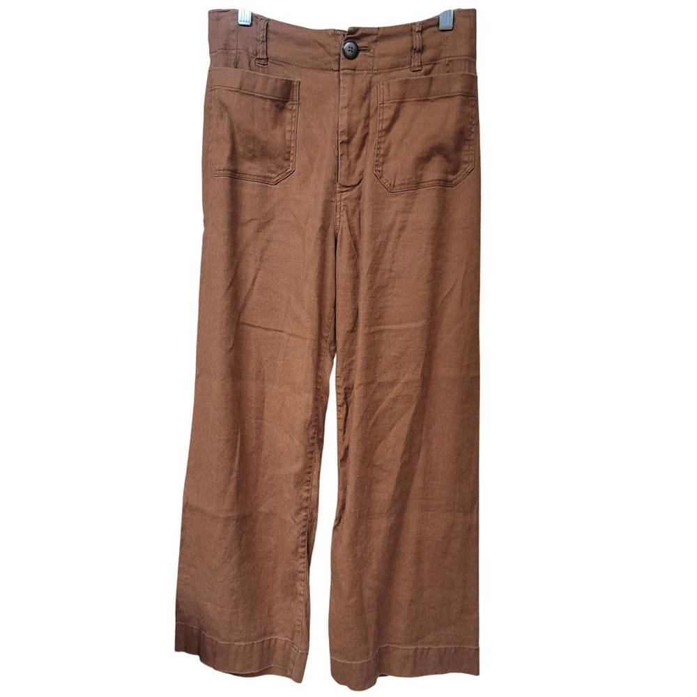 Maeve Anthropologie The Colette Wide Leg Pants Brown 28 High Rise Trousers